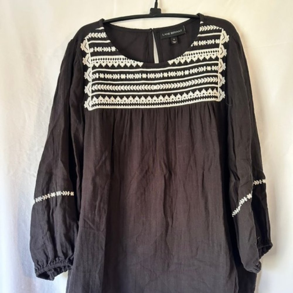 Lane Bryant black peasant top size